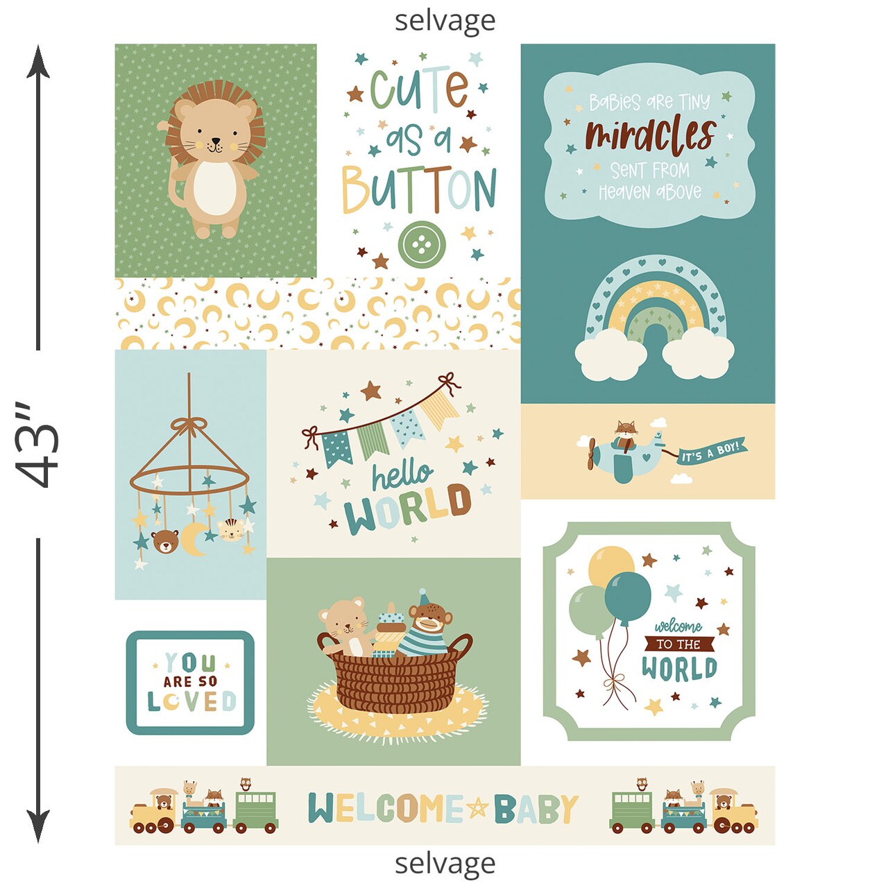 Cute as a Button Panel (p16767-panel) | Baby Boy | Lori Whitlock | Riley Blake